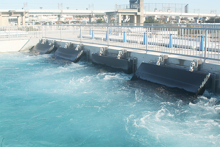 Huge water pump conveying water